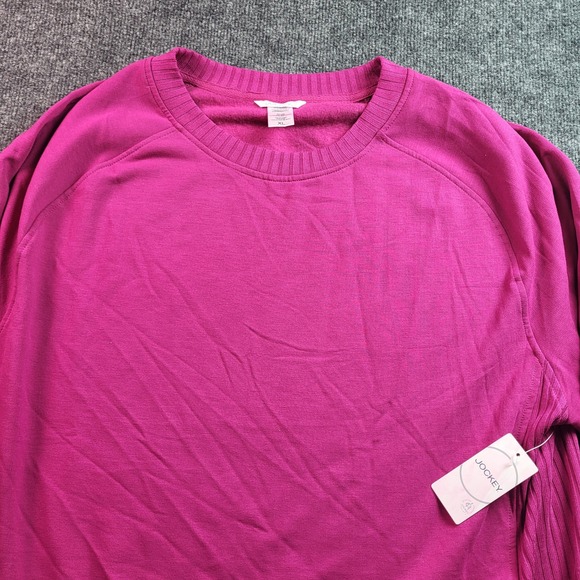 Jockey Sweatshirt Womens XL Long Sleeve Pullover Top Ribbed Pink Activewear - Picture 1 of 8